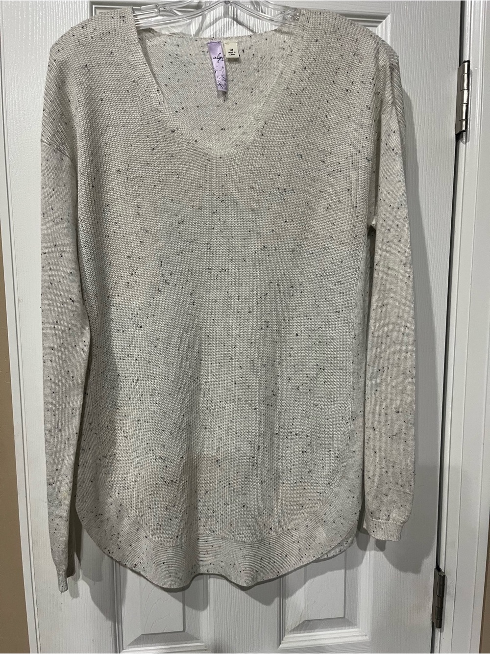 Alya Cream Speckled V-Neck Sweater